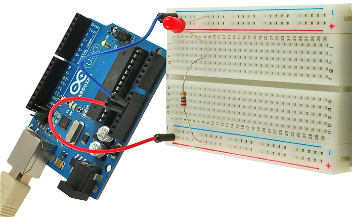 arduino with breadboard and led